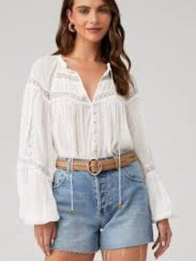 Spell Teodora Blouse in White 3XL